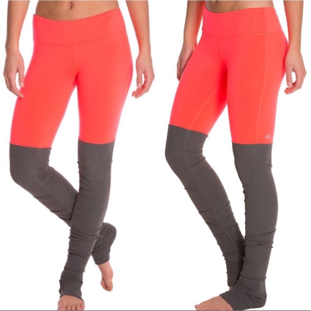 ALO Yoga GODDESS RIBBED LEGGING NEON AZALFA STORMY HEATHER! Limited Edition XS